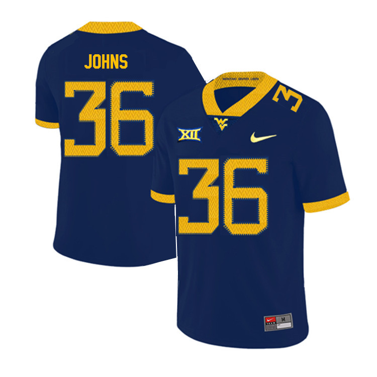 2019 Men #36 Ricky Johns West Virginia Mountaineers College Football Jerseys Sale-Navy